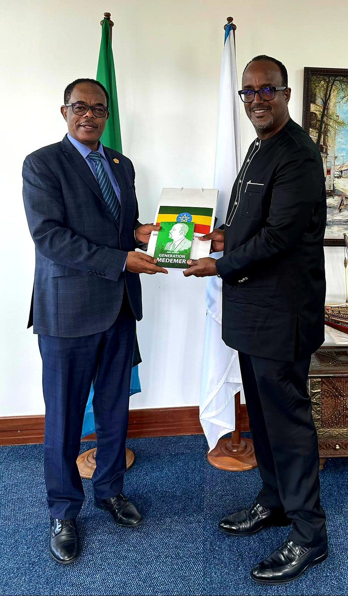 shibru_mamo's tweet photo. I had a Fruitful &amp; inspiring Discussion with H.E. Mr.Nathan M.Belete Country Director of WB of #Malawi, #Tanzania #Zambia &amp; #Zimbabwe. I presented him a gift the Book written by H.E.Dr.Abiy Ahimed Ali the Prime Minister of the Federal Democratic Republic of Ethiopia. https://t.co/2spQiiSOuY