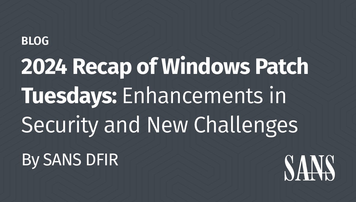 🚨 From critical #ZeroDay exploits to security feature bypasses, #Microsoft’s 2024 #PatchTuesdays addressed major vulnerabilities. Explore the detailed analysis and proactive measures. Read the blog → sans.org/u/1wq7