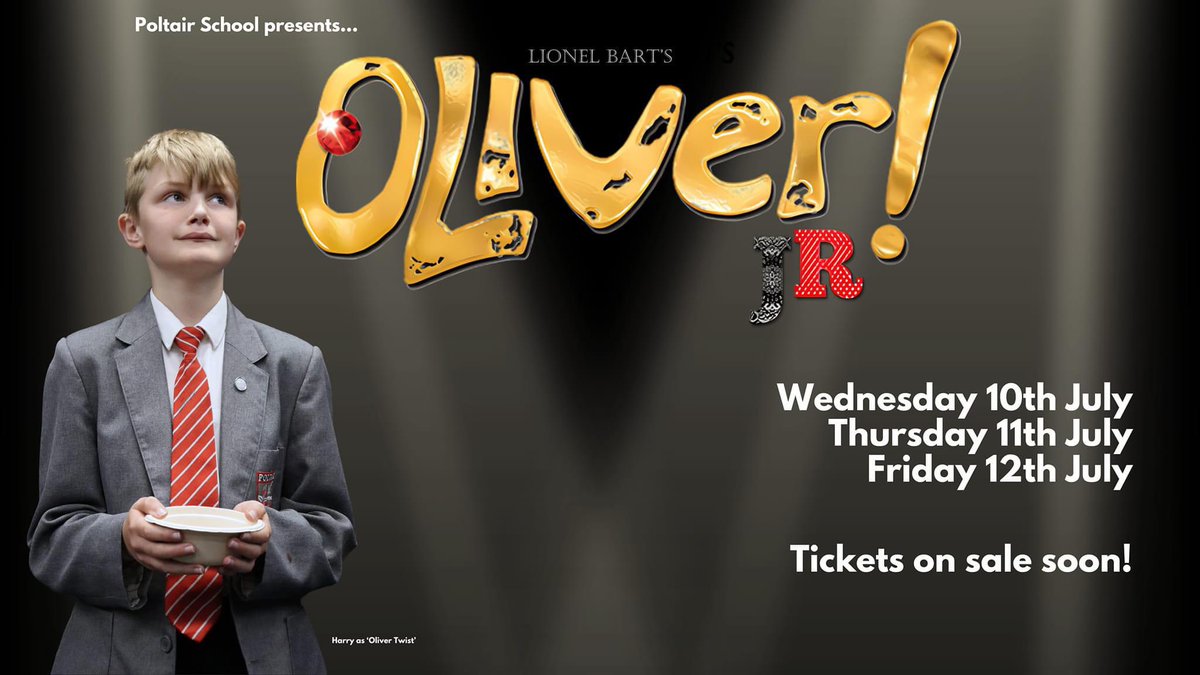We are thrilled to announce the dates of our 2024 production, Oliver JR.!

Join us for an unforgettable journey through the streets of London with Oliver Twist, Fagin and the whole gang 🎭

Tickets: On sale soon 🌟

Stay tuned for more updates and ticket information.
