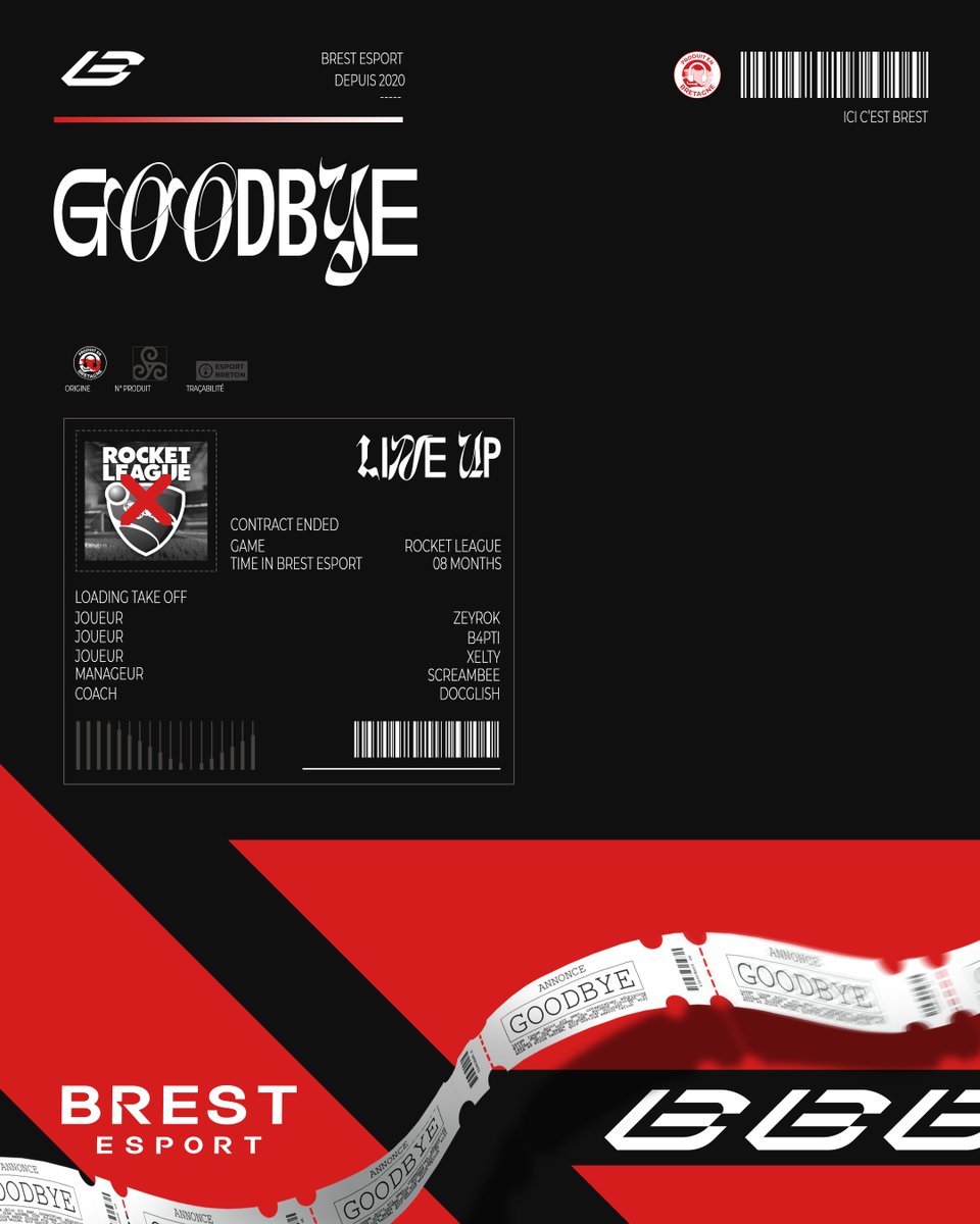 📢GOODBYE

Nous vous annonçons la fin de la collaboration avec notre équipe Rocket League :
<a href="/Zey_r0k/">Zey_r0k</a> 
<a href="/BaptisteH18/">B4pti</a> 
<a href="/XeltyRL/">Xelty</a>
<a href="/_ScreamBee/">.✧*ScreamBee*✧.</a> 
<a href="/docglish/">Docglish</a> 
Les raisons resteront en interne. 
Merci pour tout 🤍❤️
Bonne continuation 🫡