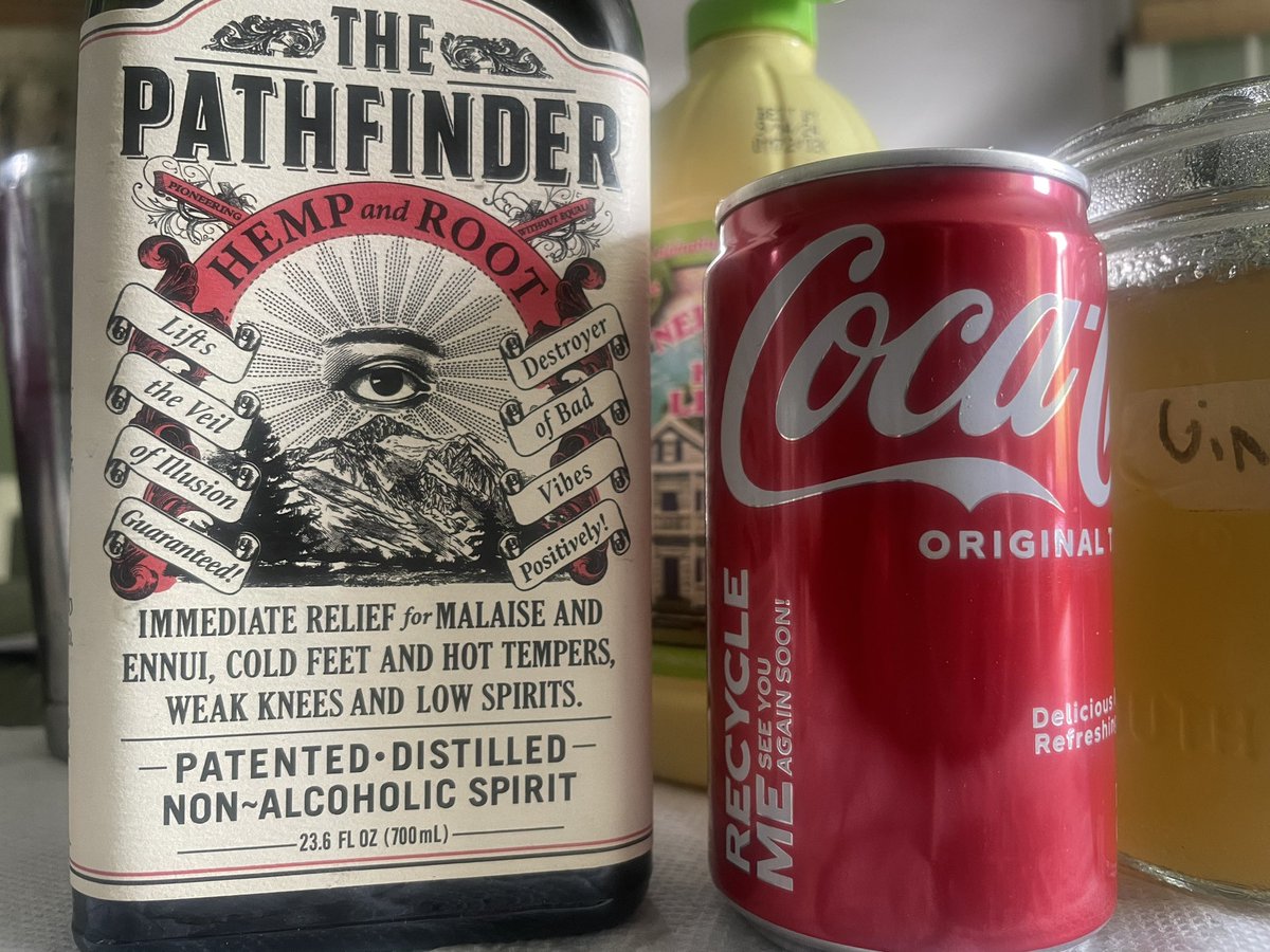 Cimcie's tweet photo. in honor of aja being top 100 albums of all time (again) i made a non-alcoholic cocktail for a party i’m working with my booze free brand “hatchet granny” called “the immortal” after pops…. and it’s really good 😭 @CocaCola #rogertheimmortalnichols #funaf https://t.co/KUa7Cfihm0