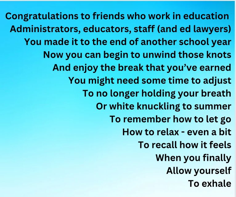 Laura_G_Anthony's tweet photo. #education #schoollaw #edlaw #endoftheschoolyear #exhale #schoolsoutforsummer https://t.co/35klERcz9z