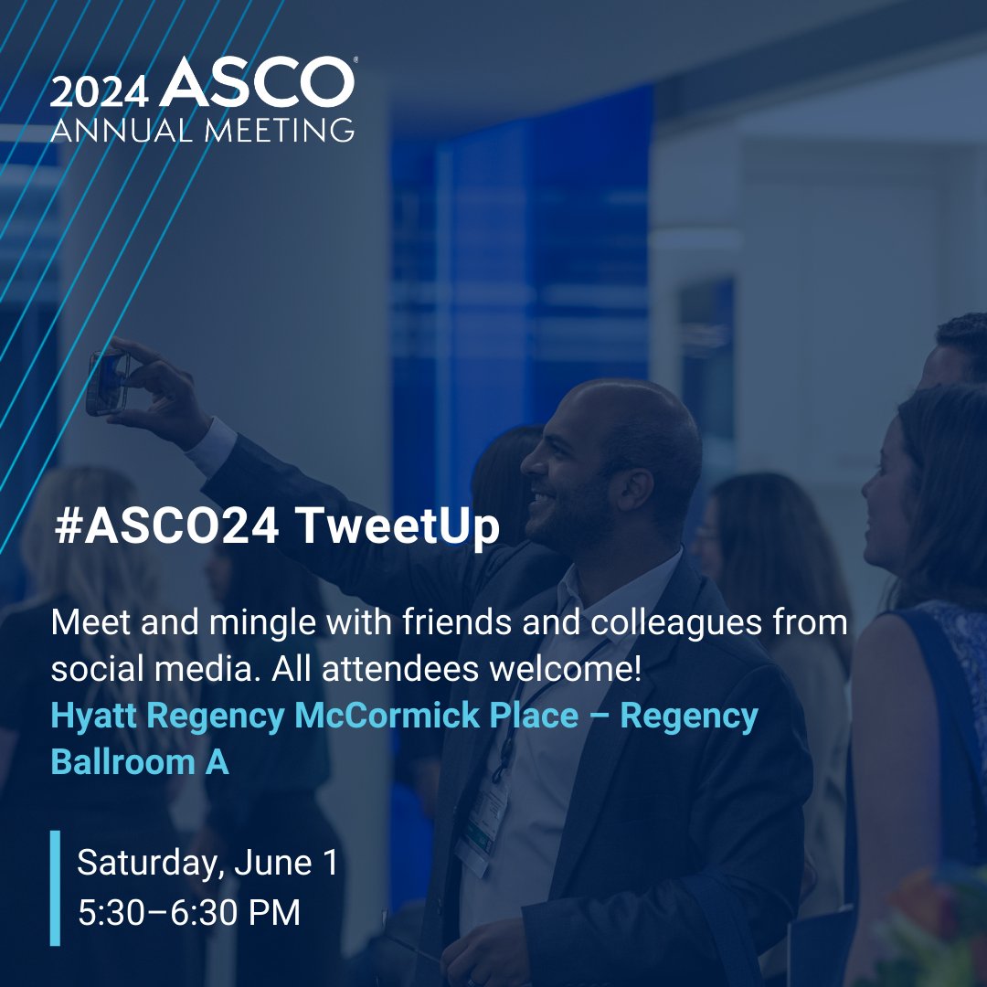 As you plan your schedule for #ASCO24, don't forget to mark your calendars for the TweetUp! This event is a great opportunity to meet and mingle with friends and colleagues from social media. 📅 Join us Saturday, June 1, from 5:30-6:30 PM CT.