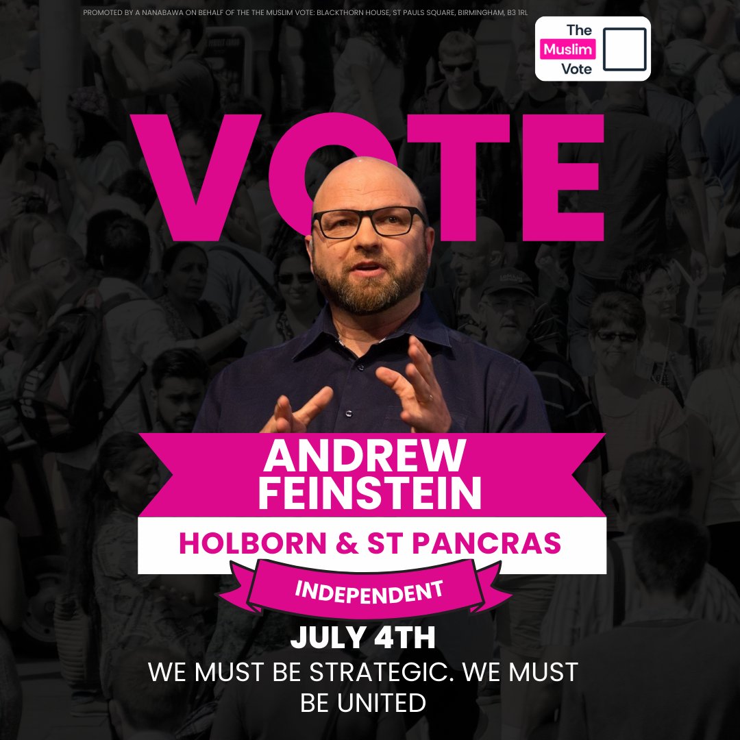 themuslimvoteuk's tweet image. Ilford North: @LeanneMohamad 
Islington North: @jeremycorbyn 
Leicester South: @ShockatAdam 
Holborn &amp;amp; St Pancras: @andrewfeinstein 

The Muslim Vote is behind you 🤝