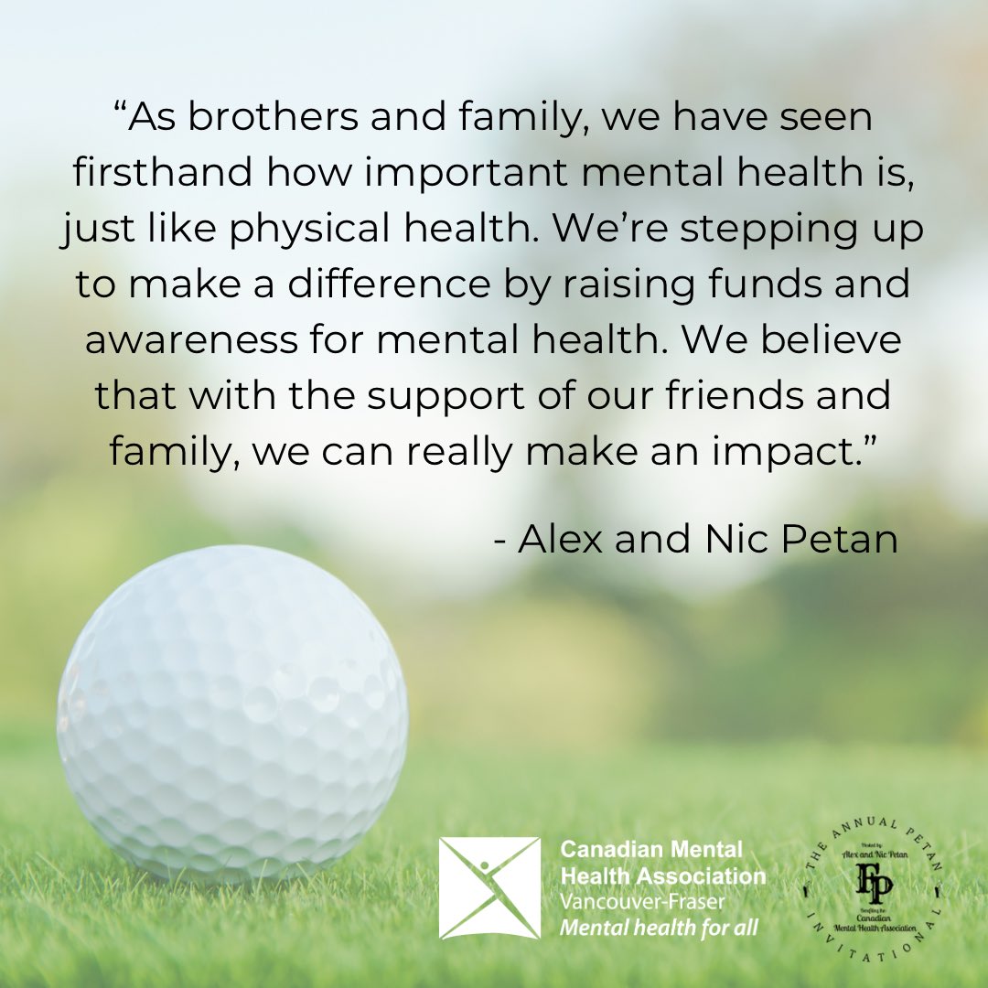 Our friends <a href="/petan19/">Nic Petan</a> and <a href="/pettsy19/">Alex Petan</a> are once again raising money for us through their Annual #PetanInvitational Charity Golf Tournament on June 14!
 
This year’s donations will go toward our youth programs, Here4Peers and UROK, as well as Peer Navigator’s Burnaby Expansion. (1/2)