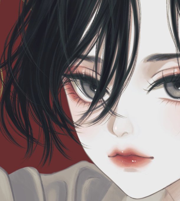 「black hair eyelashes」 illustration images(Latest)