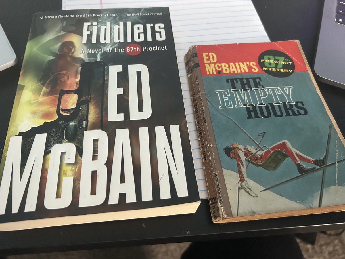 I never read Ed McBain’s 87th Precinct novels. On the right is one from 1963. On the left is the final one. It was a good reading exercise The guy could write dialogue.