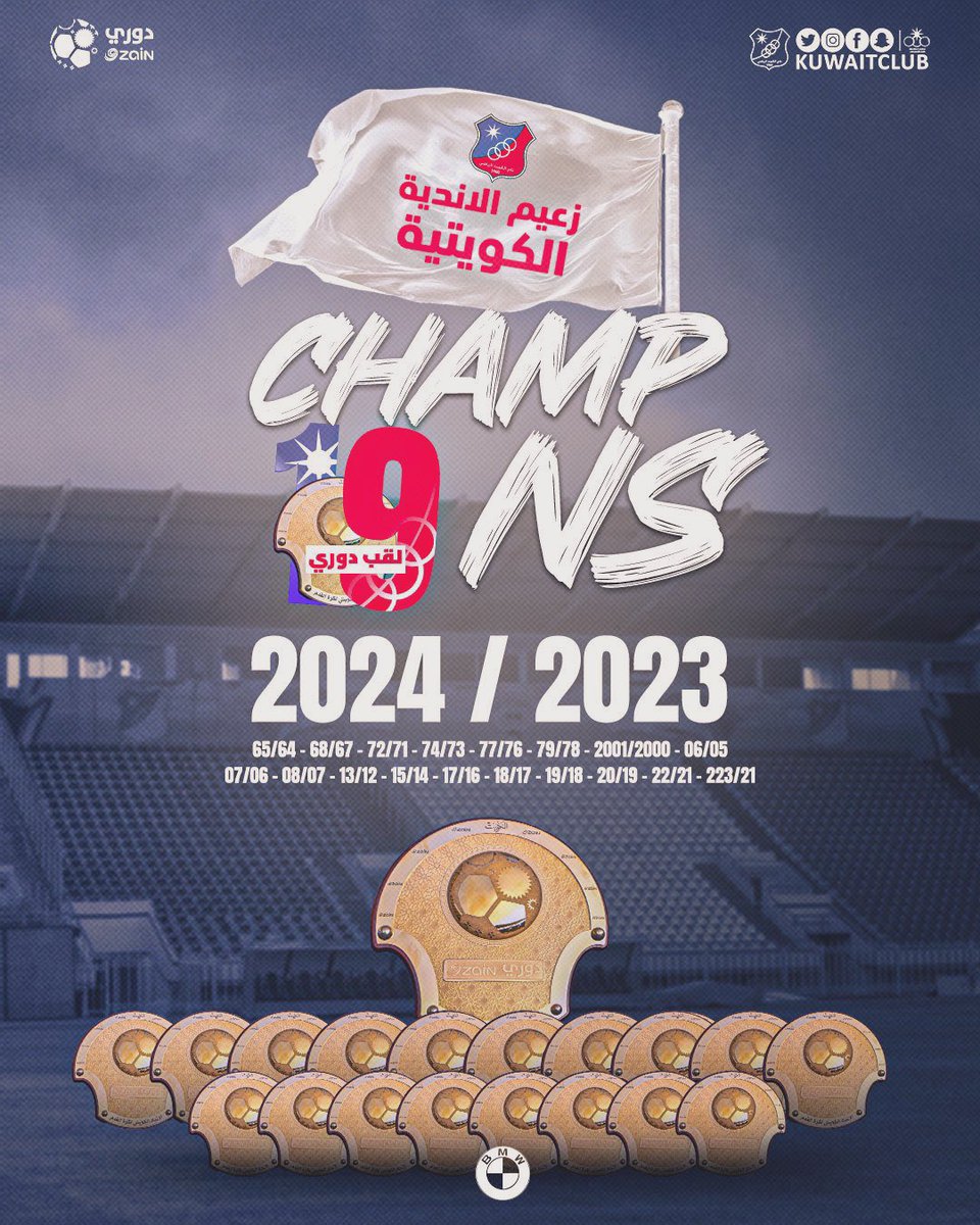 ••
لـ المرة الثالثة على التوالي
مبروك لـ عميد الكرة الكويتية وزعيمها ..
لقب الدوري الـ ١٩ .. ❤️🤍💙
•
#نادي_الكويت 
#kuwaitclub
••