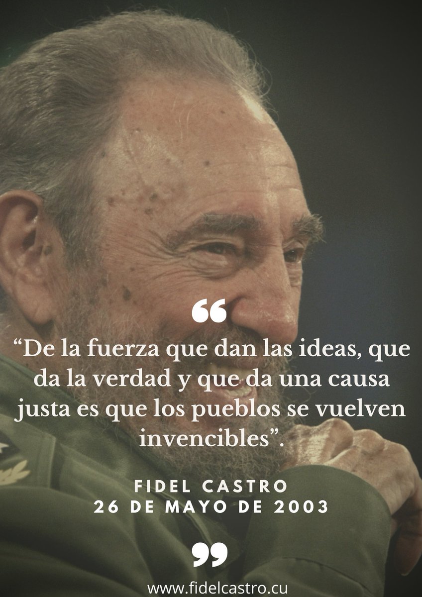 📅26 de mayo de 2003 🎙️#FidelCastro pronuncia discurso en la Facultad de Derecho en Buenos Aires, Argentina: “De la fuerza que dan las ideas, que da la verdad y que da una causa justa es que los pueblos se vuelven invencibles”. 👉bit.ly/2kmQtne