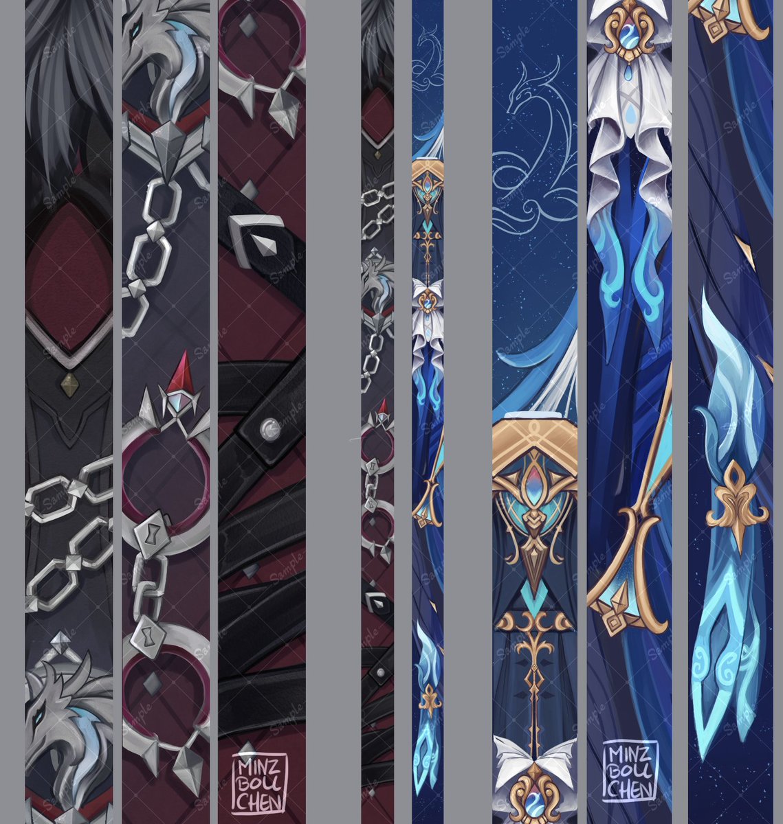 Wriothesley and Neuvillette lanyards are done, I made it on time for Dokomi \o/

Layout will be adjusted for normal lanyards and adjustable lanyard.

#Wriolette #Wriothesley #Neuvillette