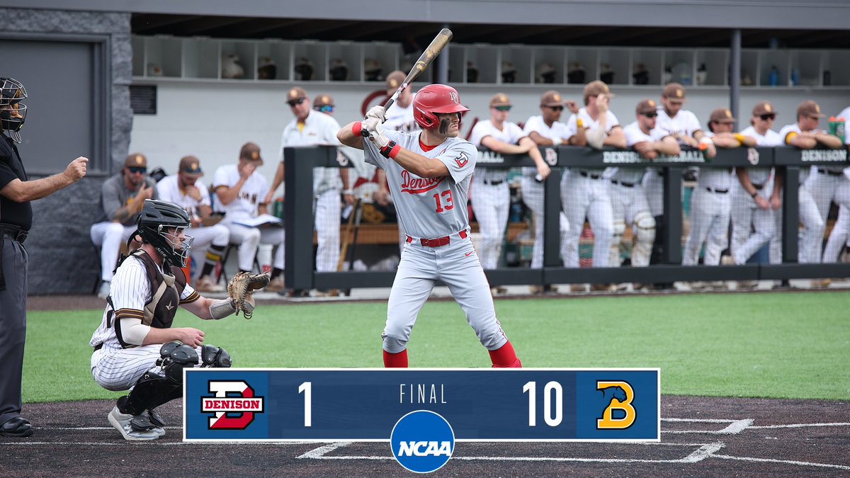 #d3baseball | Super Regionals (GM1) FINAL: Birmingham Southern 10, @DenisonSports 1 The Big Red fall to Panther in GM1. GM2 of the @NCAADIII Baseball Super Regional in Granville will start at 11 AM on Saturday, May 25 while GM3 will start 45 minutes after GM2, if necessary.