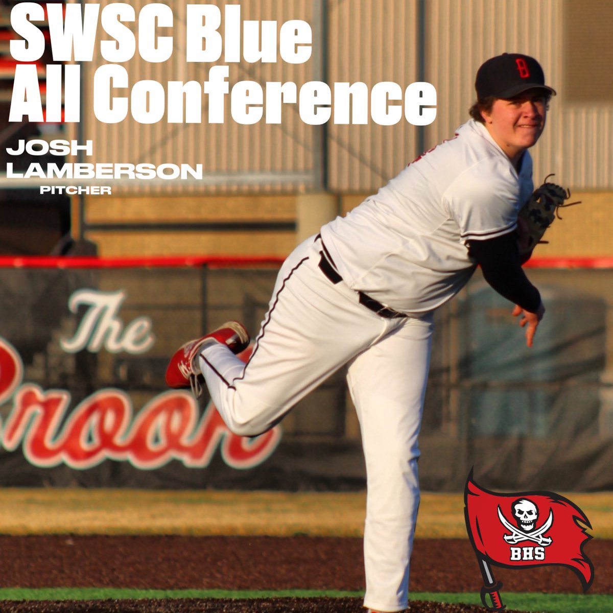 Congratulations to Senior RHP Josh Lamberson on being named to the SWSC Blue All-Conference Team! Josh pitched 31 Innings and posted a 3.60 ERA over 6 games started. Way to go, Lambo! We are SO proud of you! #BrookBoys #LETSGO