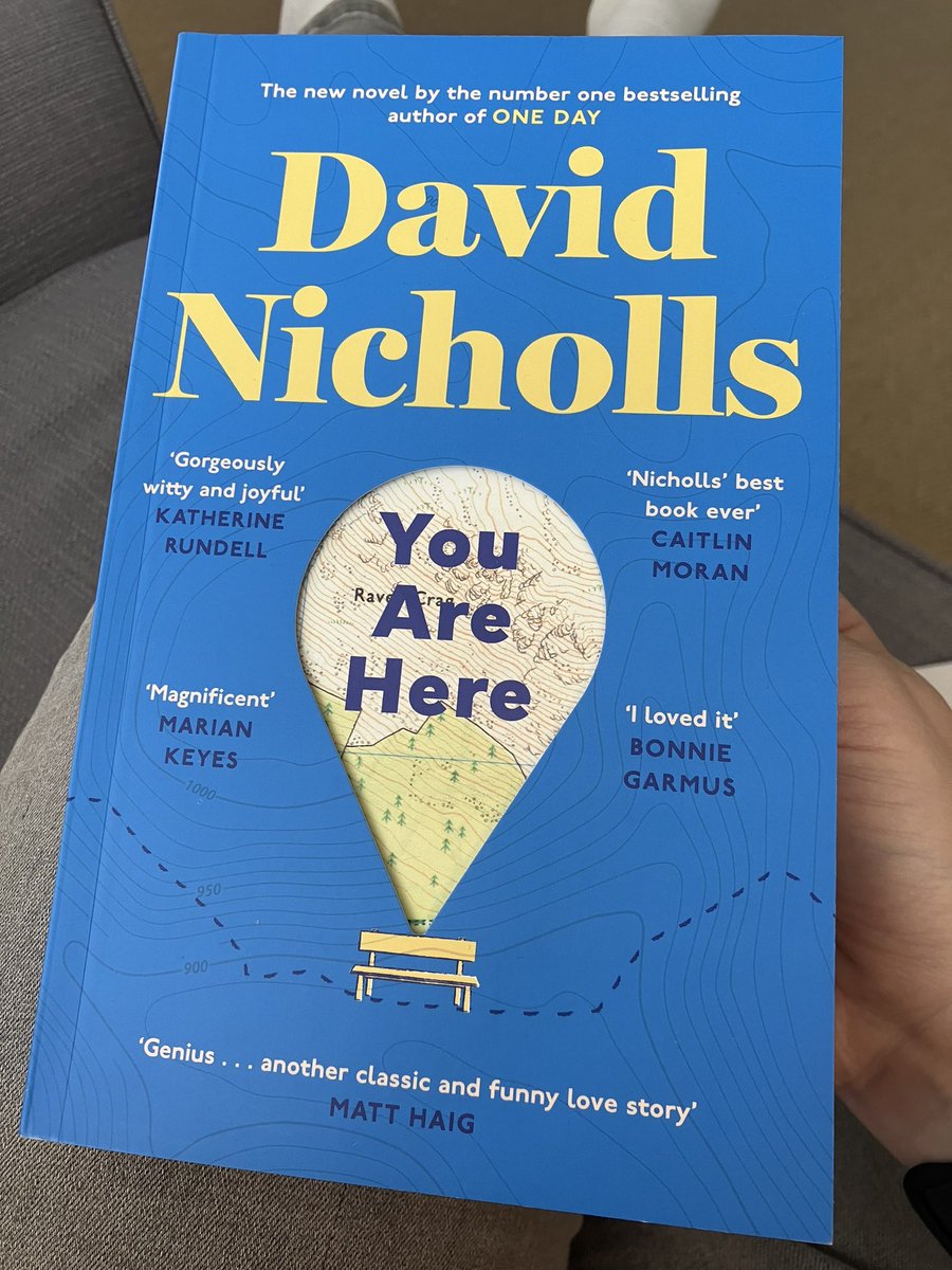Started #YouAreHere by @DavidNWriter and having my first chuckle on page 7 at ‘Have you been eroded by a glacier, Chrissy?’ Bodes well. @MrFeditor @SceptreBooks
