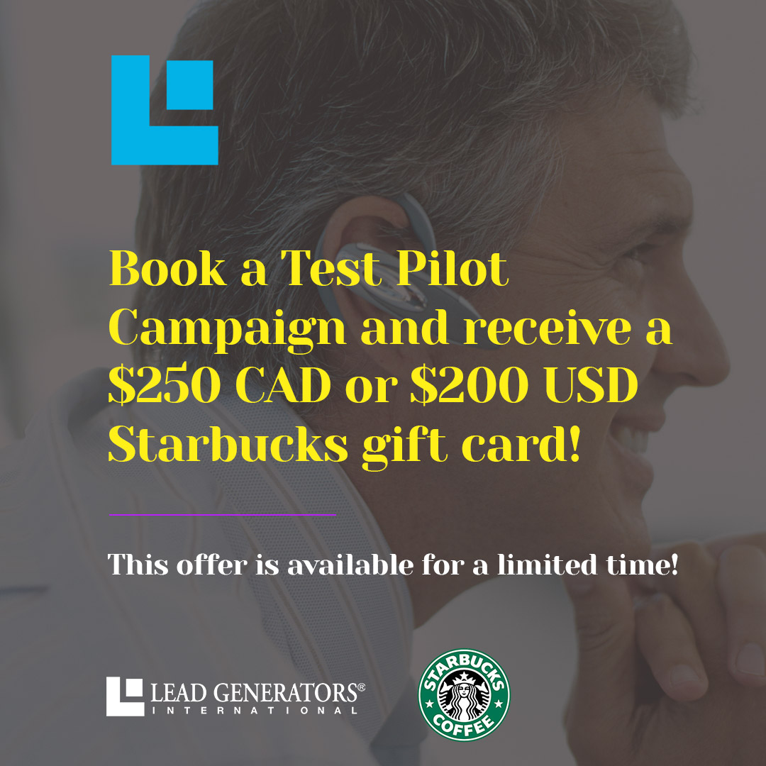 ClientFinders's tweet photo. Book an obligation-free discovery call with LGI today, and you’ll receive $1000 CAD worth of services for FREE!

And, if you sign a Test Pilot Agreement after your discovery call, we’ll send a $250 CAD / $200 USD Starbucks gift card to your office. https://t.co/ZSv0tIvPnp
