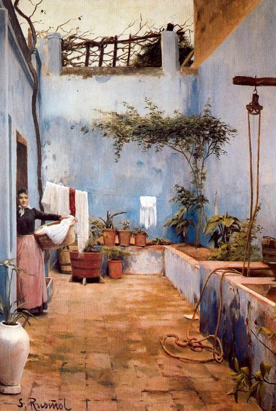El patio azul, 1892 Santiago Rusiñol (peintre espagnol, 1861 - 1931)