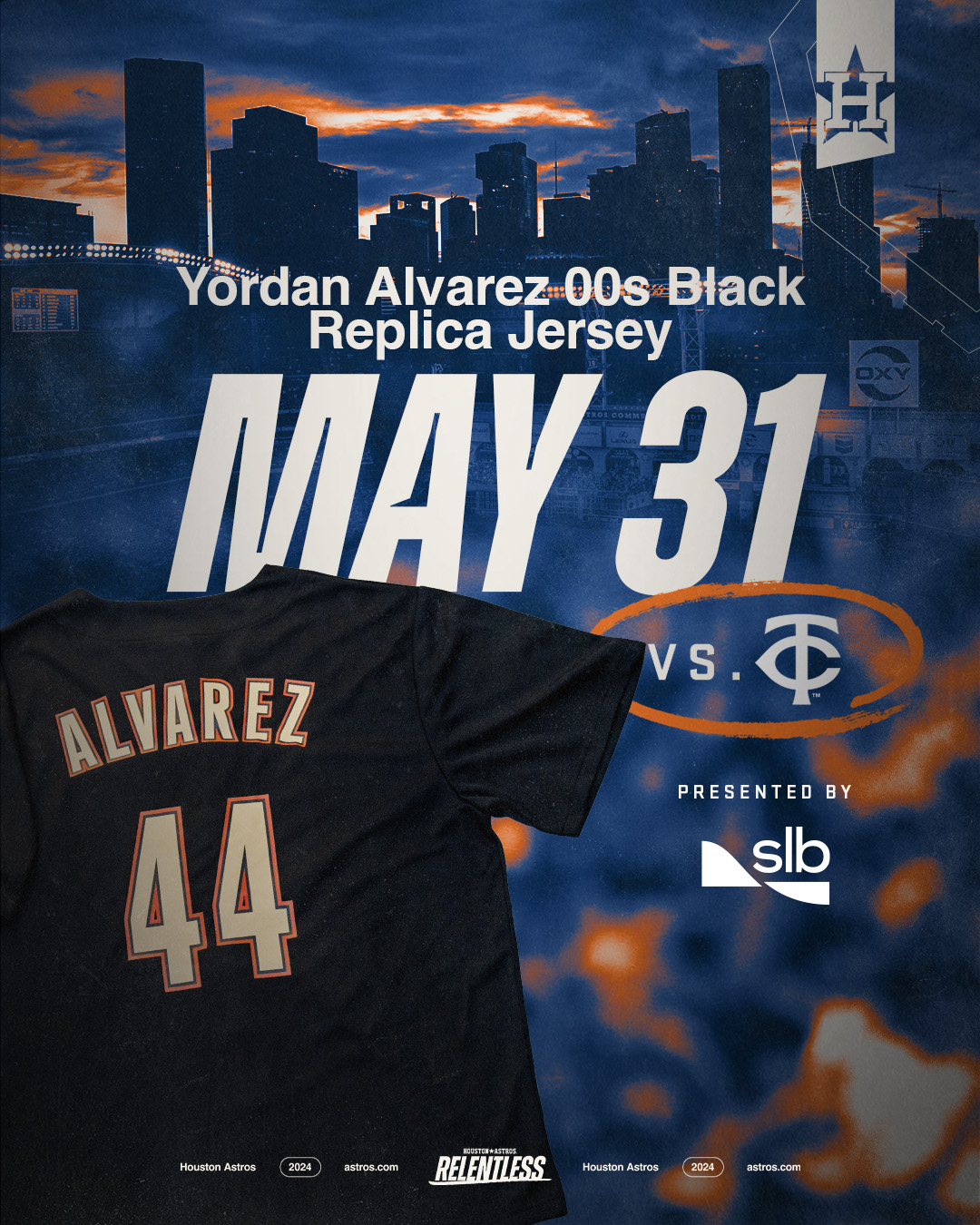 Houston Astros on X 10 000 fans in attendance on May 31st will go home with a Yordan Alvarez 2000s Black Replica Jersey presented by SLB. https t ao9wYNDY8M https t ucZT4nmWgy X