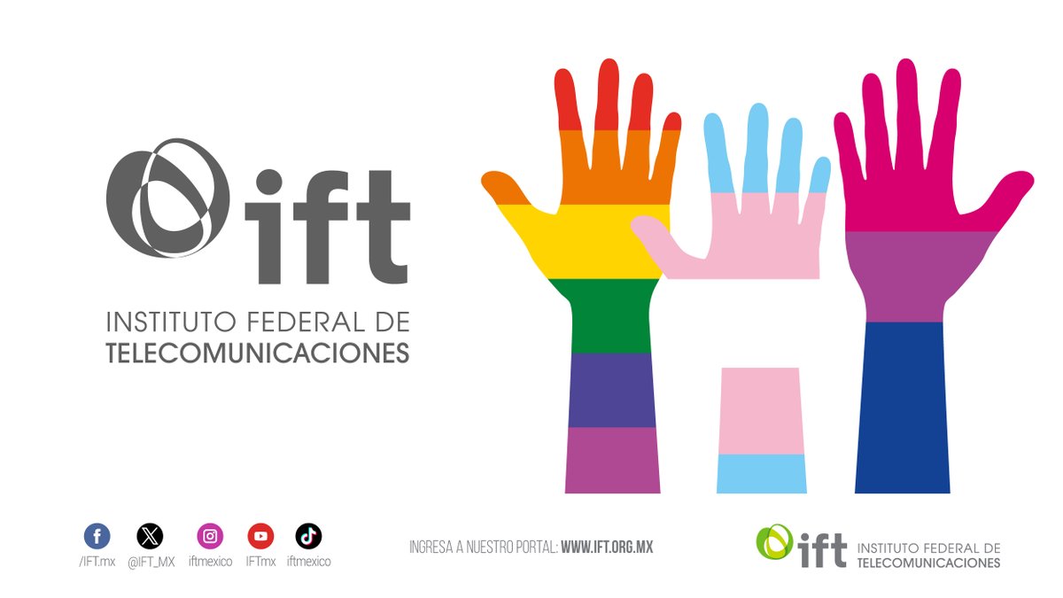 El pasado 17 de mayo, conmemoramos el Día Internacional contra la Homofobia, la Transfobia y la Bifobia🏳️‍⚧️🏳️‍🌈. En el @IFT_MX, ¡reconocemos y respetamos la diversidad🌈! #PorUnIFTinclusivo #RespetoALaDiversidadLGBT+ #TodosLosDerechosParaTodasLasPersonas