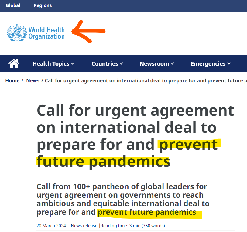 🔴 WHO says we must sign the treaty to prevent future pandemics. That sounds like a threat to me.