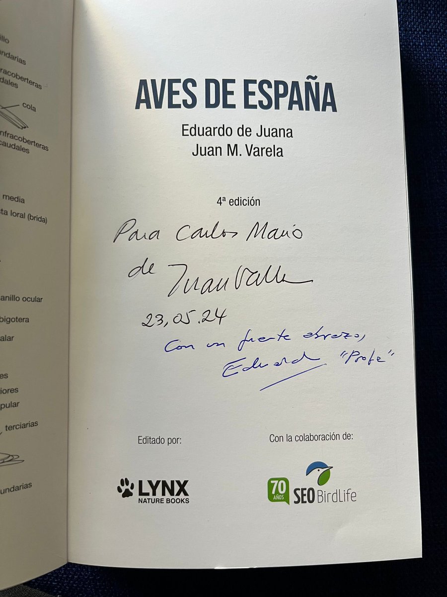 Más que feliz con este regalazo de @SEO_BirdLife y @lynxnaturebooks … muchas gracias al “Profe” Eduardo de Juana, Juan Varela, @RMarti_SEO , @AsunSEO …. Felicitaciones de nuevo a @SEO_BirdLife por sus 70 años !!!!!! 🐦+📖 = Felicidad