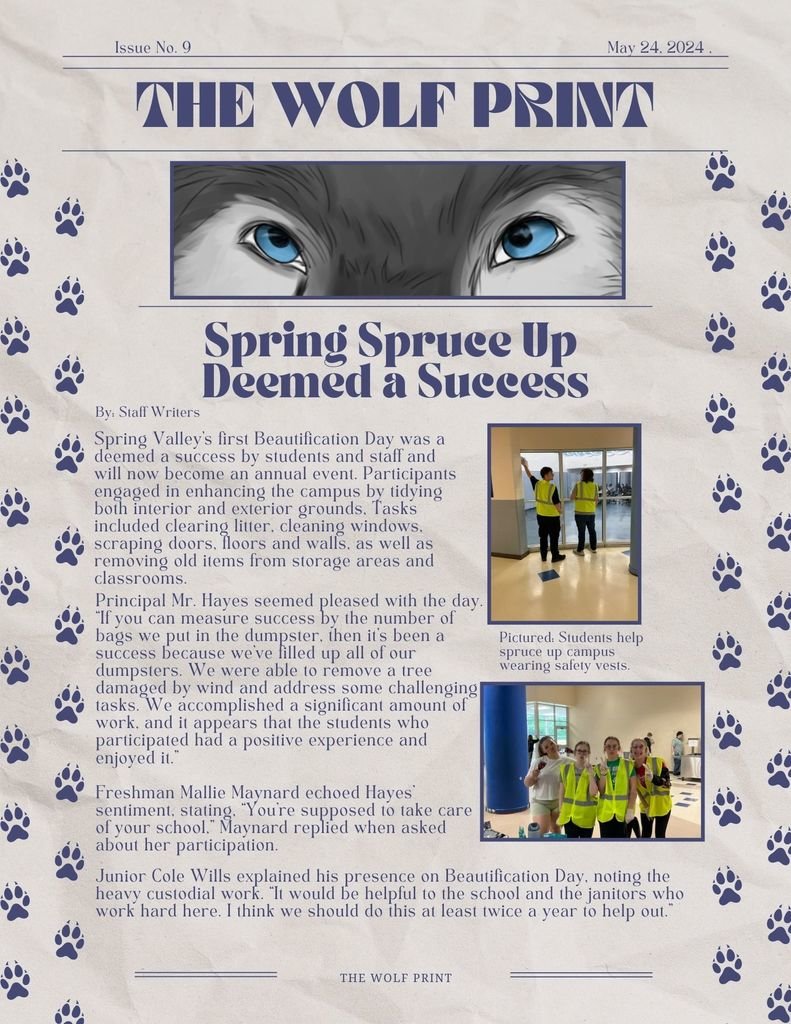 Get the latest news from around SVHS with the May issue of The Wolf Print student newspaper!

canva.com/design/DAGFHwl…