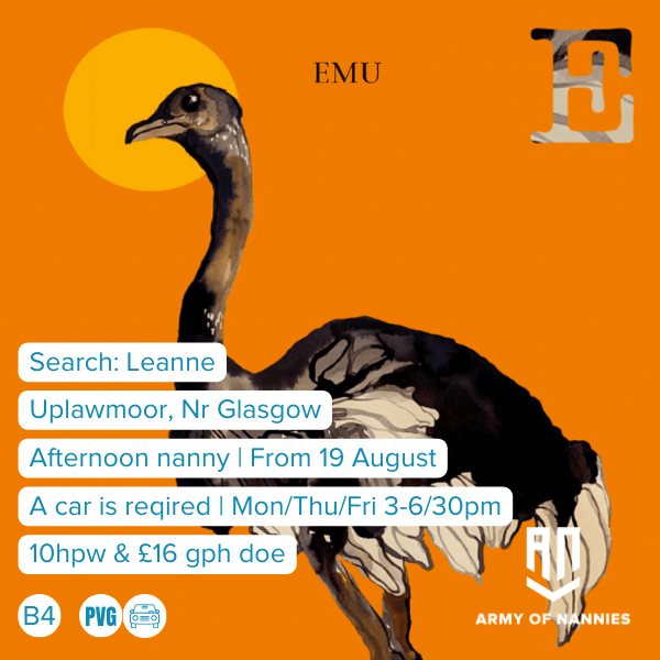 ArmyofNannies's tweet photo. A lovely and welcoming family with B4 in Uplawmoor, Nr Glasgow, seeks a 3DPW afternoon nanny from 19 August. 10hpw and £13-16 gph doe.
Search &amp; invite Leanne from your https://t.co/xBRZI9h0s4 dashboard to connect.
#NannyJob #Nanny #Nannies #NannyJobs #Glasgow #G78  #Uplawmoor https://t.co/dGJWNTR2Eq