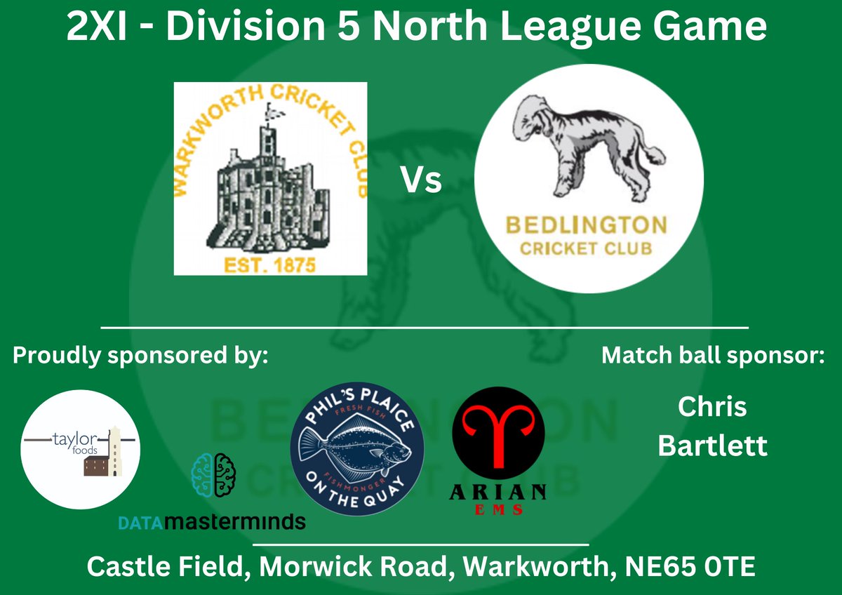 Bedlingtoncc's tweet photo. 🏏🏏🏏

1XI host Newcastle City CC 
2XI travel to @WarkworthCC 

#BCC🏏 https://t.co/y0nk3yKp9h