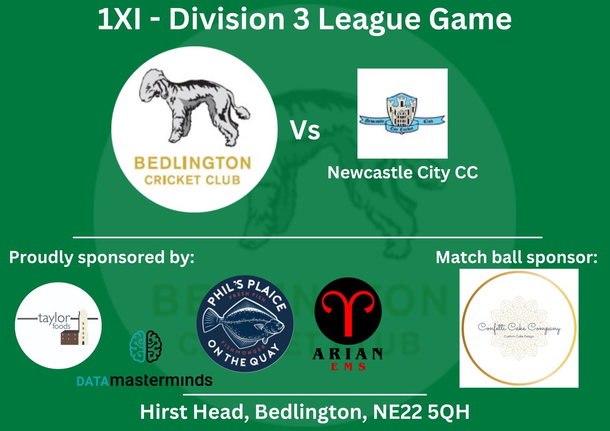 Bedlingtoncc's tweet photo. 🏏🏏🏏

1XI host Newcastle City CC 
2XI travel to @WarkworthCC 

#BCC🏏 https://t.co/y0nk3yKp9h