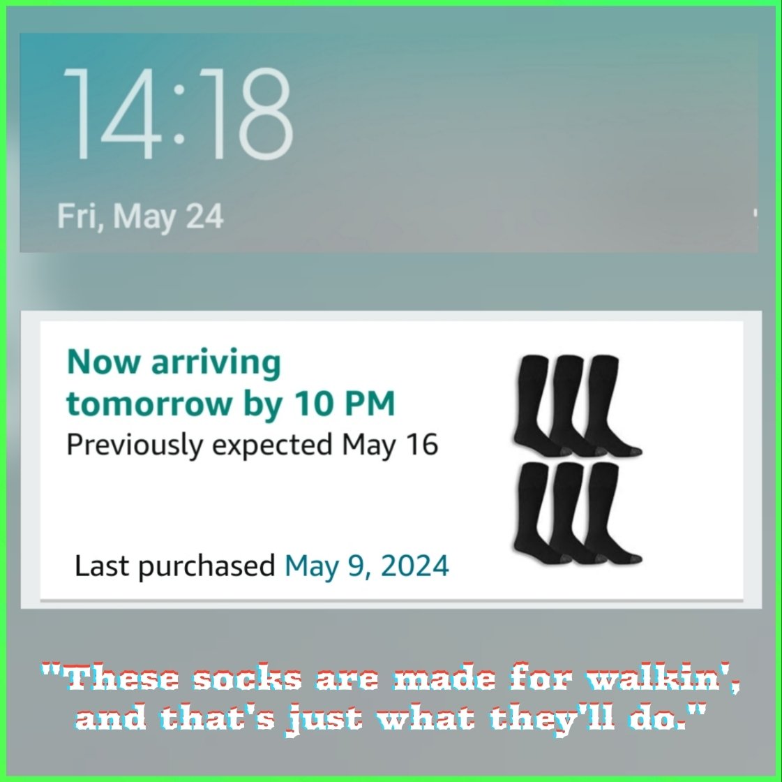 QriousQrmudgeon's tweet image. When I first checked this morning, they were due tonight by 9 p.m. .

#AmazonIssues
#WalkAMileInNoShoes
#TomorrowAndTomorrowAndTomorrow
#StockingStiffers