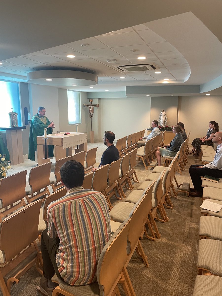 Great day of retreat and reflection as ⁦<a href="/GRWestCatholic/">West Catholic High School</a>⁩ and ⁦<a href="/GR_CCHS/">Catholic Central High School</a>⁩ religion teachers joined for Mass and discussions of Mary and the Eucharist led by WC parent and Hope College prof Dr. Jack Mulder.