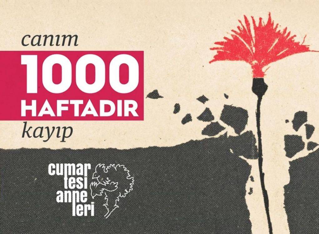 'Benim Annem Cumartesi'
Canım 1000 haftadır kayıp. 
 Failler 1000 haftadır cezasız.  
Karanfilim 1000 haftadır solmadı.
#CumartesiAnneleri1000Hafta