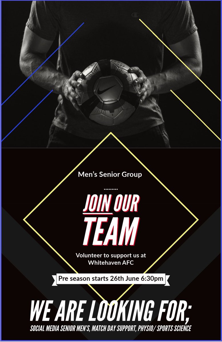 Announcement 📣 
As part of our preparation for the new season we are looking for volunteers to support our senior men’s group. If you interested please feel free to get in touch. 💛💙