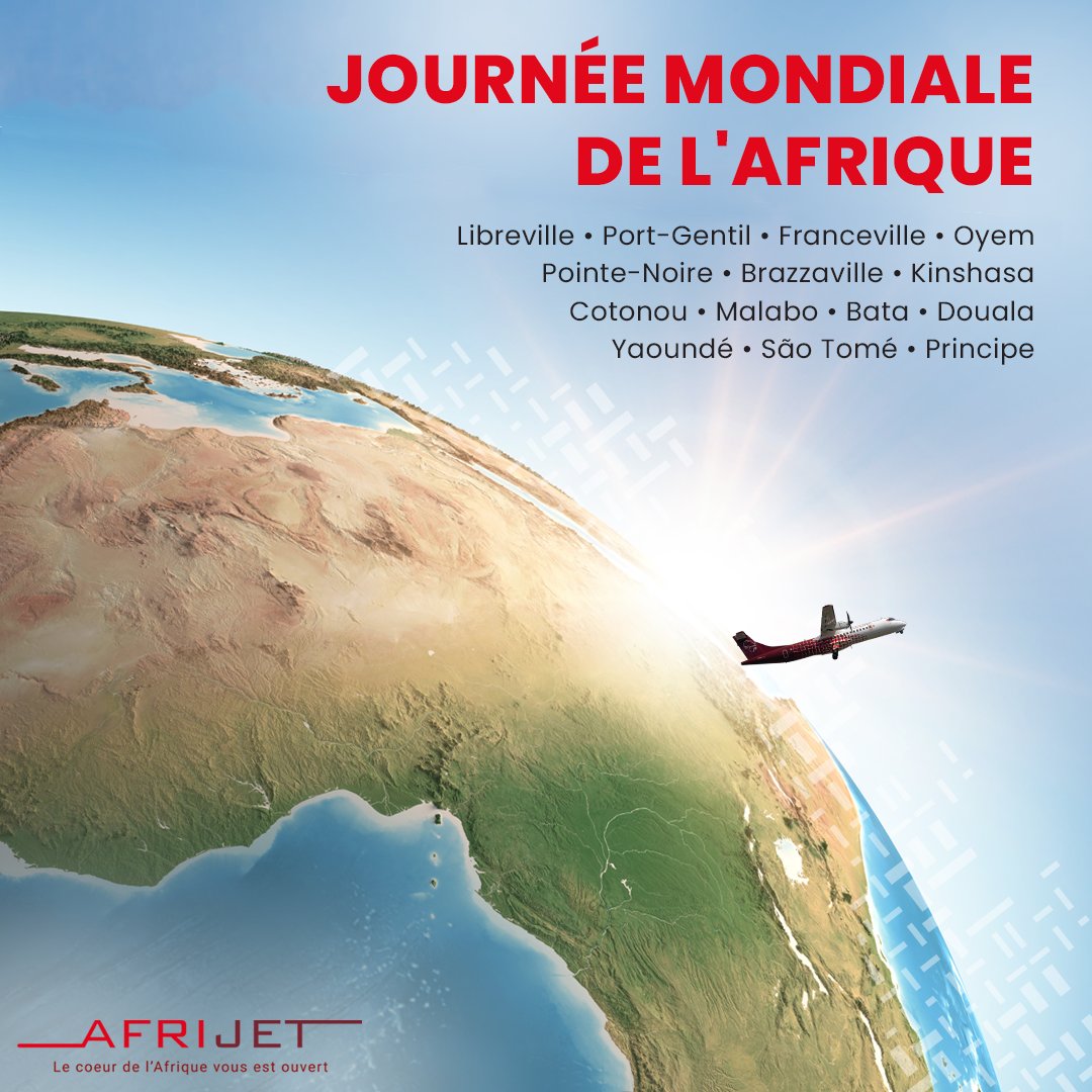 En cette journée spéciale, célébrons l’#Afrique , sa diversité culturelle, sa beauté et la grande histoire qui la caractérise. Joyeuse Journée Mondiale de l'Afrique 🎉 #Afrijet #Afrique #Travelafrica