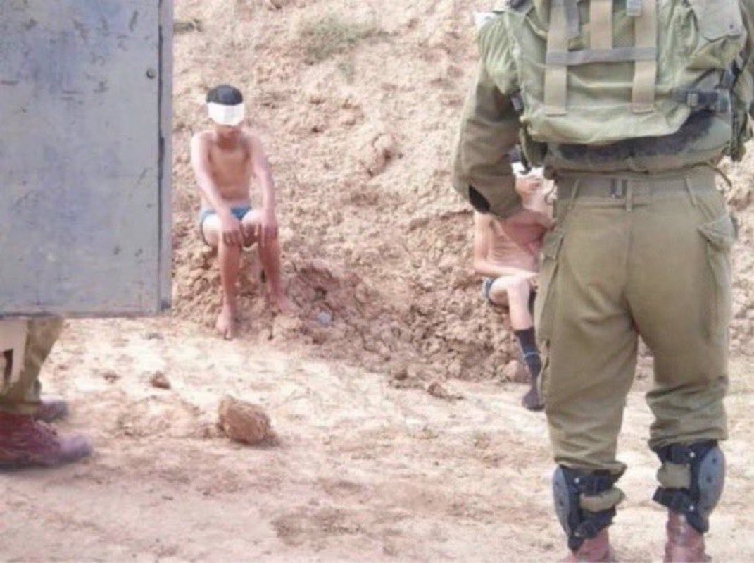 ⚡️Demonic zionist terrorists have kidnapped 2 Palestinian children and stripped them of their clothes. 

This is what their books teach them to do.