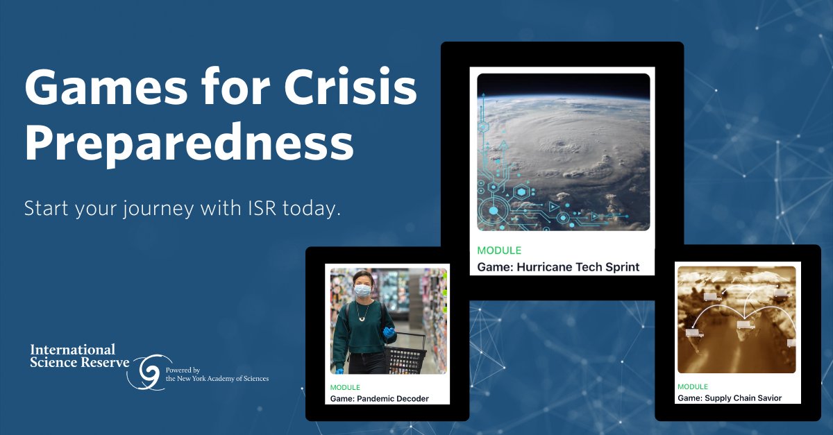 The International Science Reserve (ISR) recently launched a series of digital games for scientists and researchers to engage in crisis preparedness. Join the #ISR at isr.nyas.org to get your invite to the digital hub. #gamification #crisispreparedness