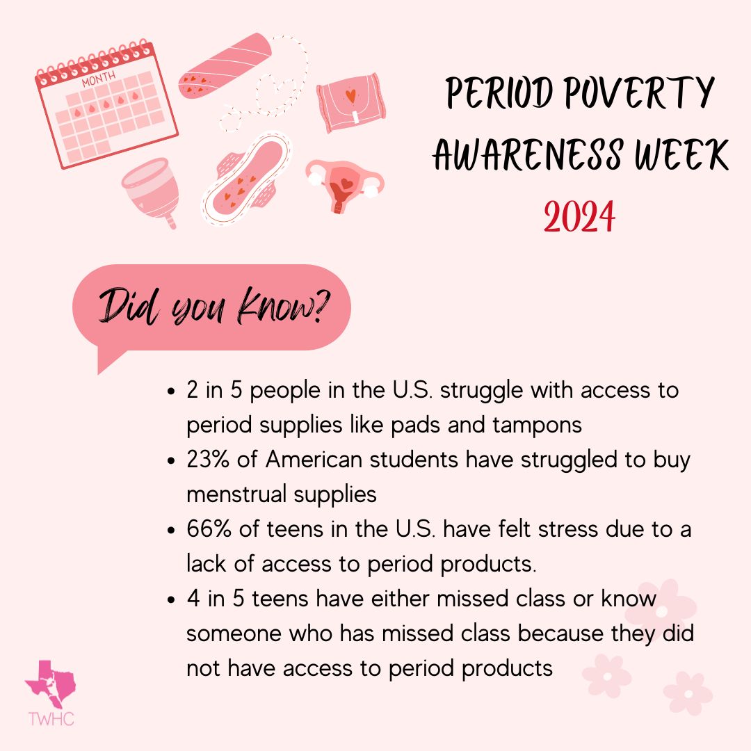 TXHouseWHC's tweet photo. It's #PeriodPovertyAwarenessWeek! Did you know the #txlege passed 2 bills last session to help make period supplies more available? 1. HB 242 by @DonnaHowardTX & @JudithZaffirini provides Good Samaritan protections to businesses that donate period products in good faith. https://t.co/91PR1eFOtB