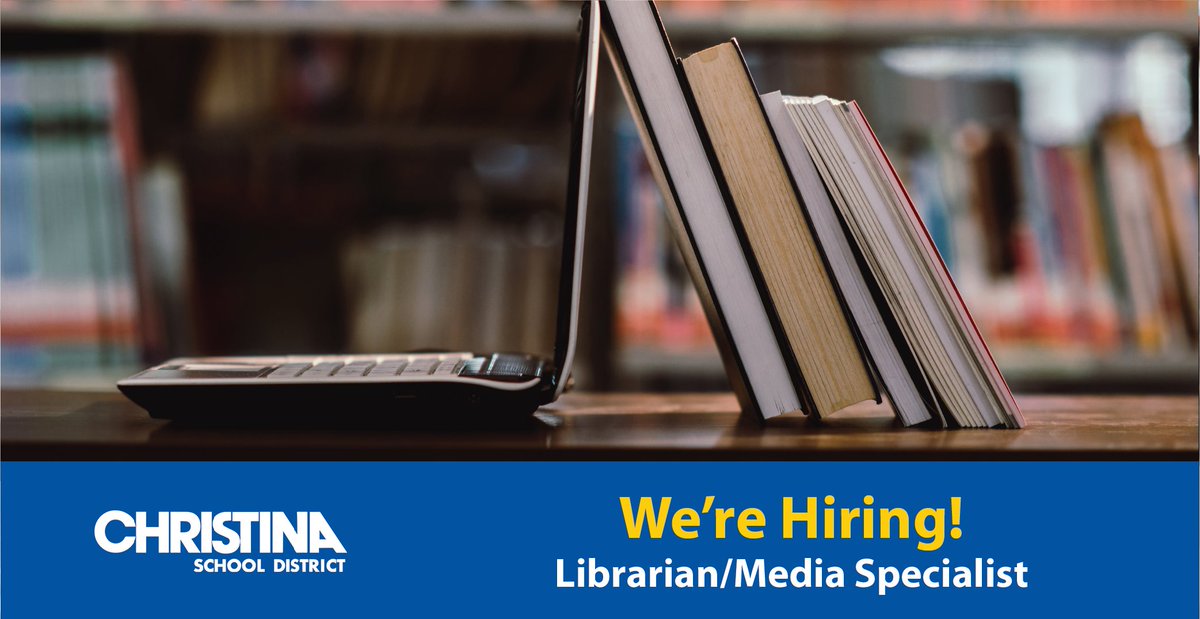 We're #NowHiring: Librarian / Media Specialist at McVey ES. Apply online to #JoinCSD: christinak12.org/joincsd-elemen…. 📌 View all job openings: christinak12.org/joincsd-apply #EduJobs #netde #hiring #WilmDE #NewarkDE