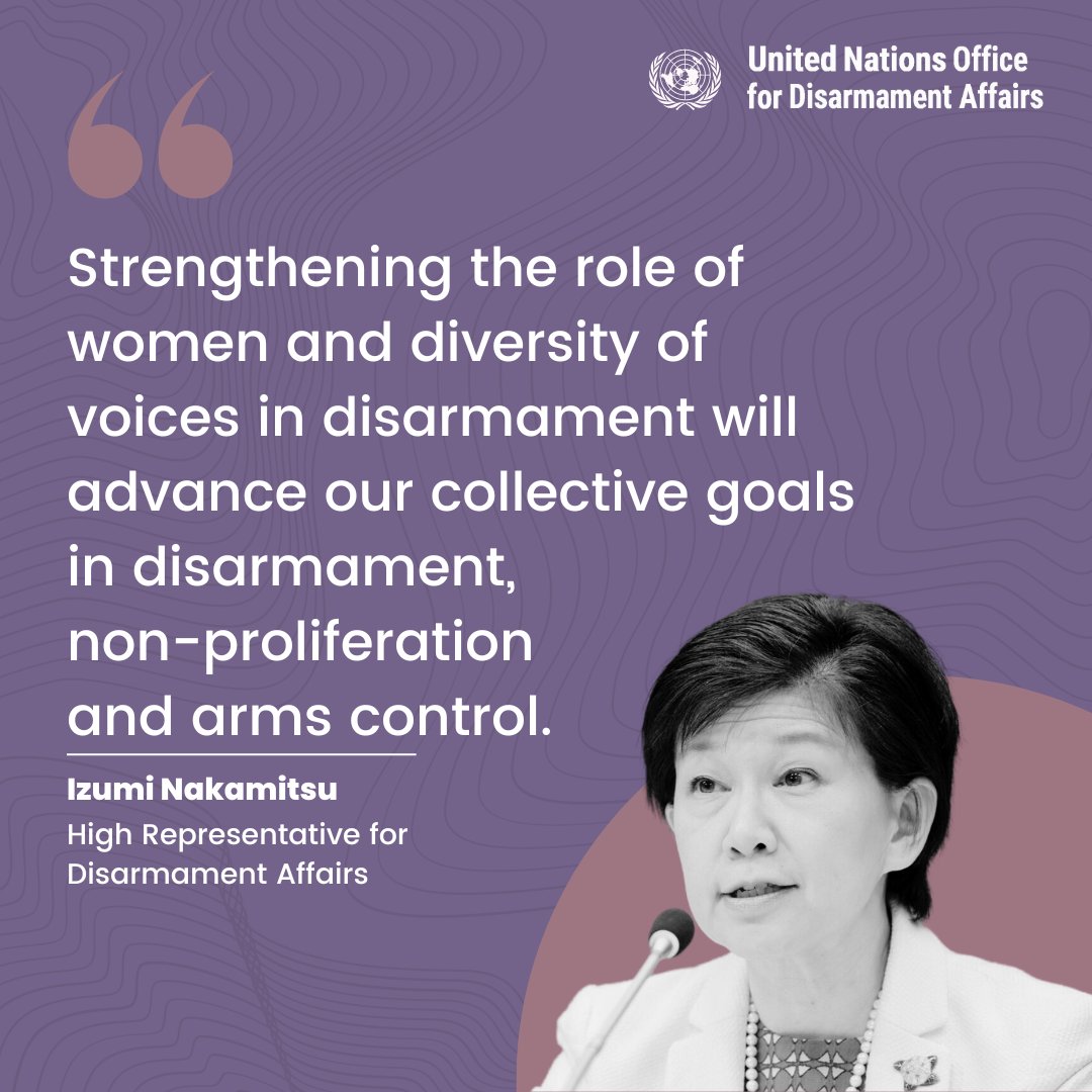 Today, we commemorate the International Women's Day for #Peace and #Disarmament. Despite their historic role in disarmament, women delegates make up only a third of participants in most disarmament forums. UNODA’s Gender policy aims to change that! 🔗 disarmament.unoda.org/topics/gender/