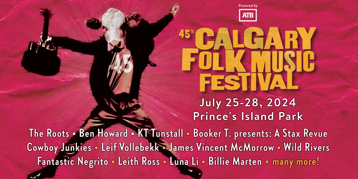 The 45th annual @calgaryfolkfest, powered by ATB makes another huge splash on July 25–28 at Prince’s Island Park. It’s going to be an explosion of sound, food, soul, & community! Theres so many awesome acts & artists, you're gonna wish you could see em all x929.ca/2024/05/21/cal…