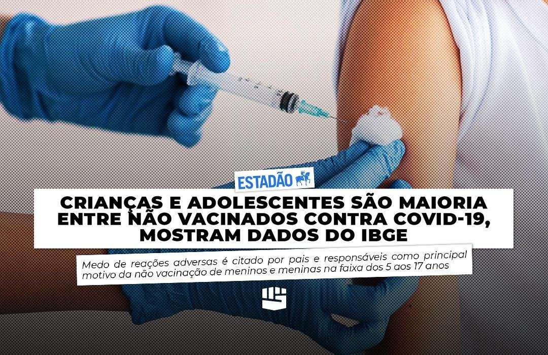 📢 15% das crianças e adolescentes não estão sendo vacinados pelos pais, mostram dados do IBGE Infelizmente, a desinformação tem surtido efeito. A pesquisa cita que os pais não levaram os filhos por medo de reações adversas e por acharem que a vacina da Covid-19 não funciona.