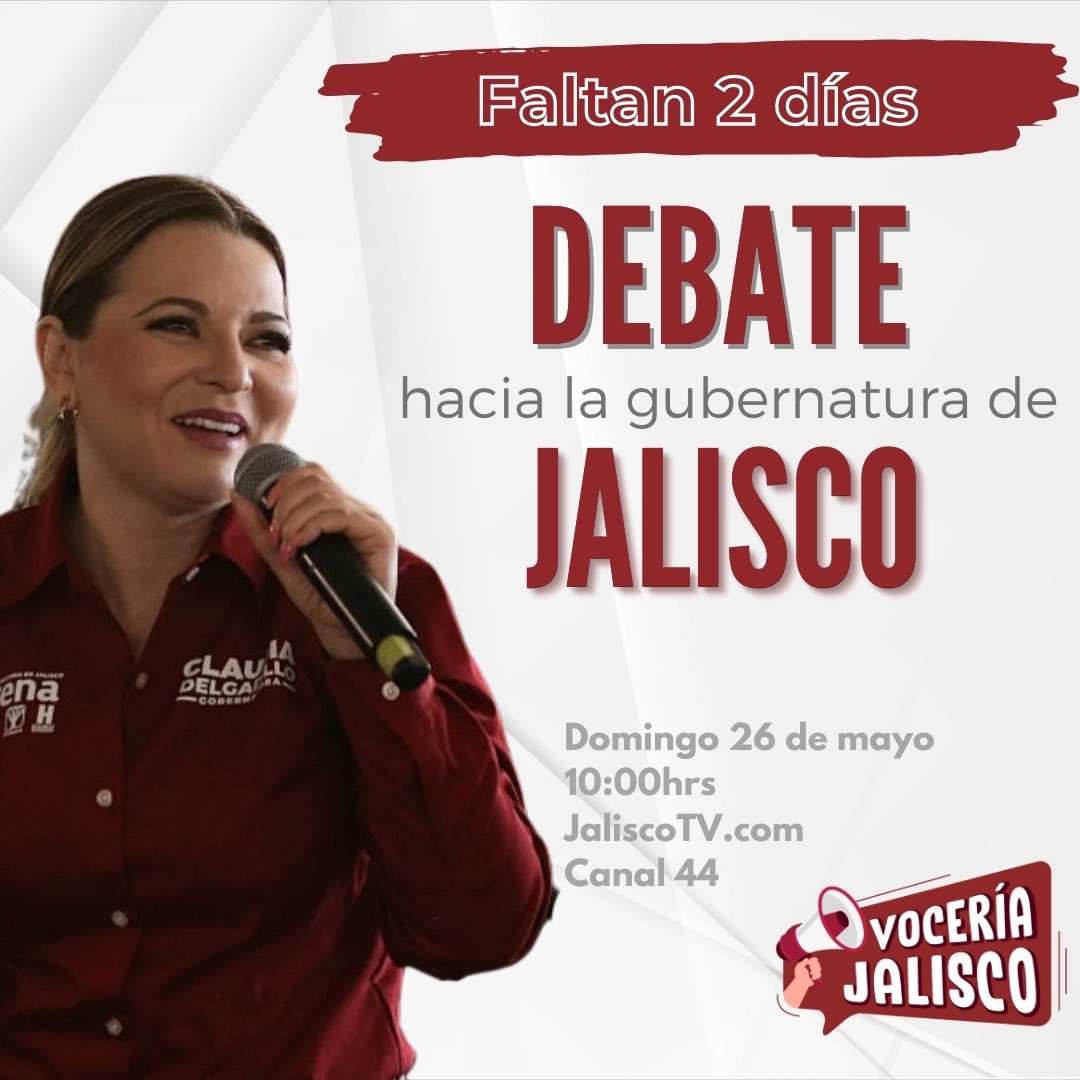 El próximo domingo tendremos el último debate de nuestra amiga @ClaudDelgadillo quien será gobernadora. #ClaudiaX2 #ClaudiaGobernadora