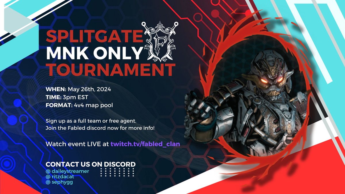 We've got Less than 48 hours until the first tournament! Are you signed up?

SIGN UP HERE matcherino.com/tournaments/10…

#cashprizes #tournament #splitgate #esports