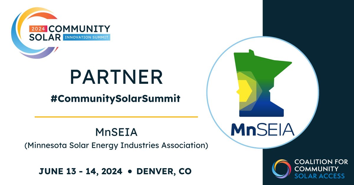 MnSEIA is a proud partner of the #CommunitySolarSummit in Denver, CO this June, hosted by @SolarAccess. Register for the event below! ☀️buff.ly/4dTENSG
