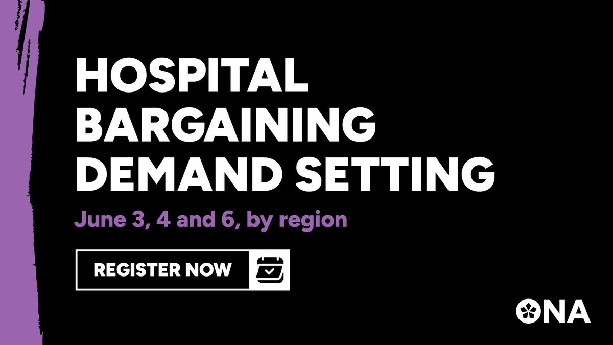 You told us that you wanted more transparency and involvement with the provincial bargaining process, so we're taking a whole new approach to hospital provincial bargaining. But it'll only work if you join a demand-setting meeting in your region! Register: ona.org/news-posts/hos…