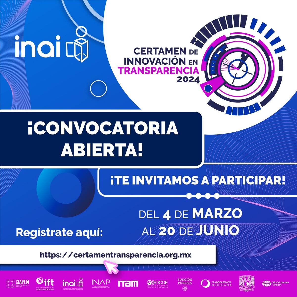 ⚙ Si tu institución u organización implementa prácticas innovadoras para favorecer la transparencia y la rendición de cuentas, esta información es para ti. ¡Inscríbete y participa en el Certamen de #InnovaciónenTransparencia2024! 🔗 bit.ly/3IiFZ2G