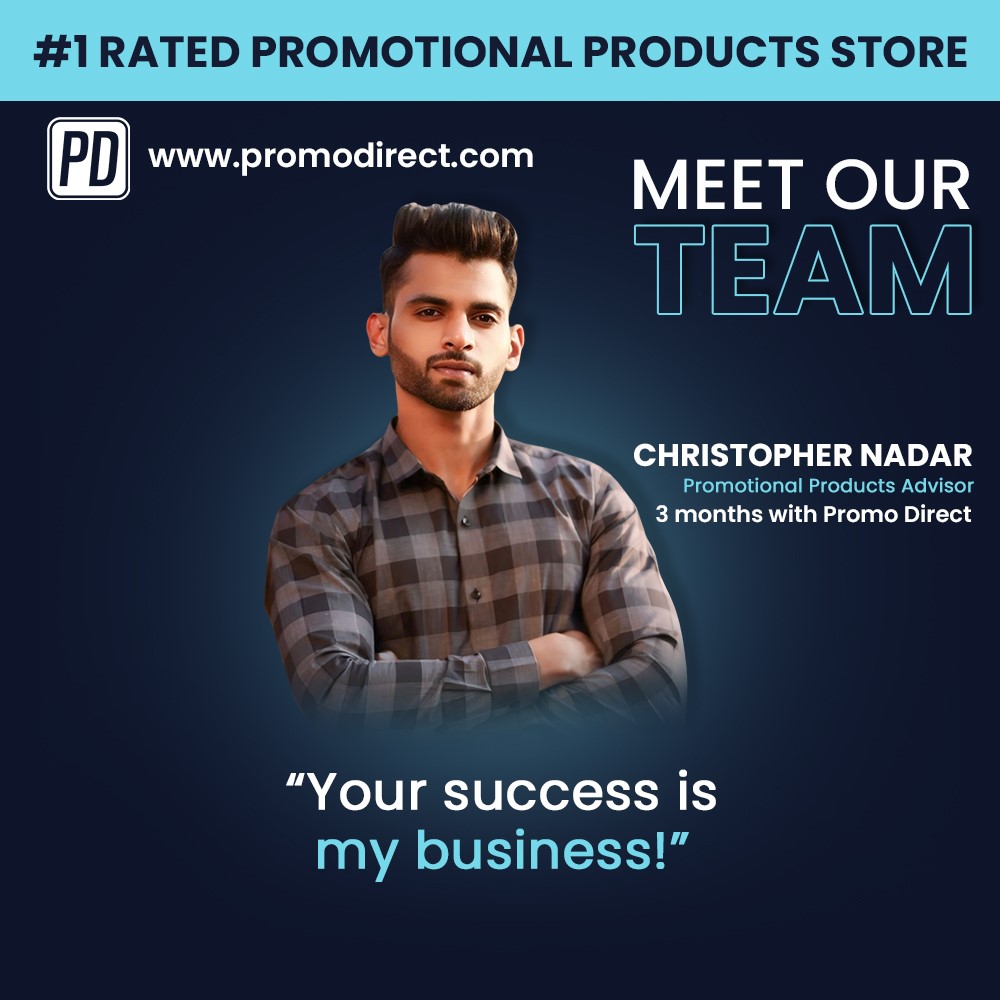 I love the chance to help and connect with people, and I enjoy constantly learning new things.

- Christopher Nadar
Promotional Products Advisor

#teampromodirect #team #teamwork #promodirect #meetourteam #promotionalgifts #brandingstrategy