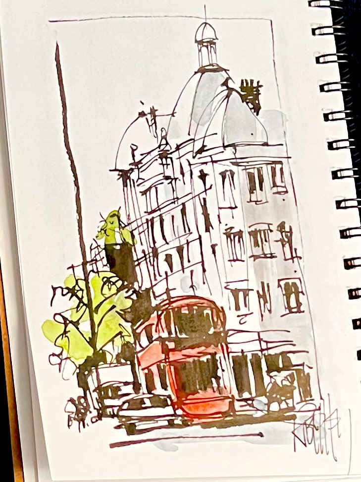 Quick sketch, Commercial Road, London Pen and watercolour