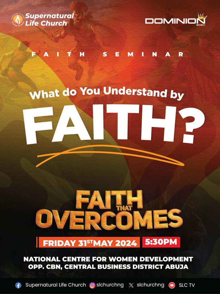 slchurchng's tweet photo. Faith is one of the most common terms in Christianity, we would like to hear from you!
What does faith mean to you?
#slcxperience
#supernaturallifechurch
#monthoffaith
#dominion https://t.co/kdYptLKETj