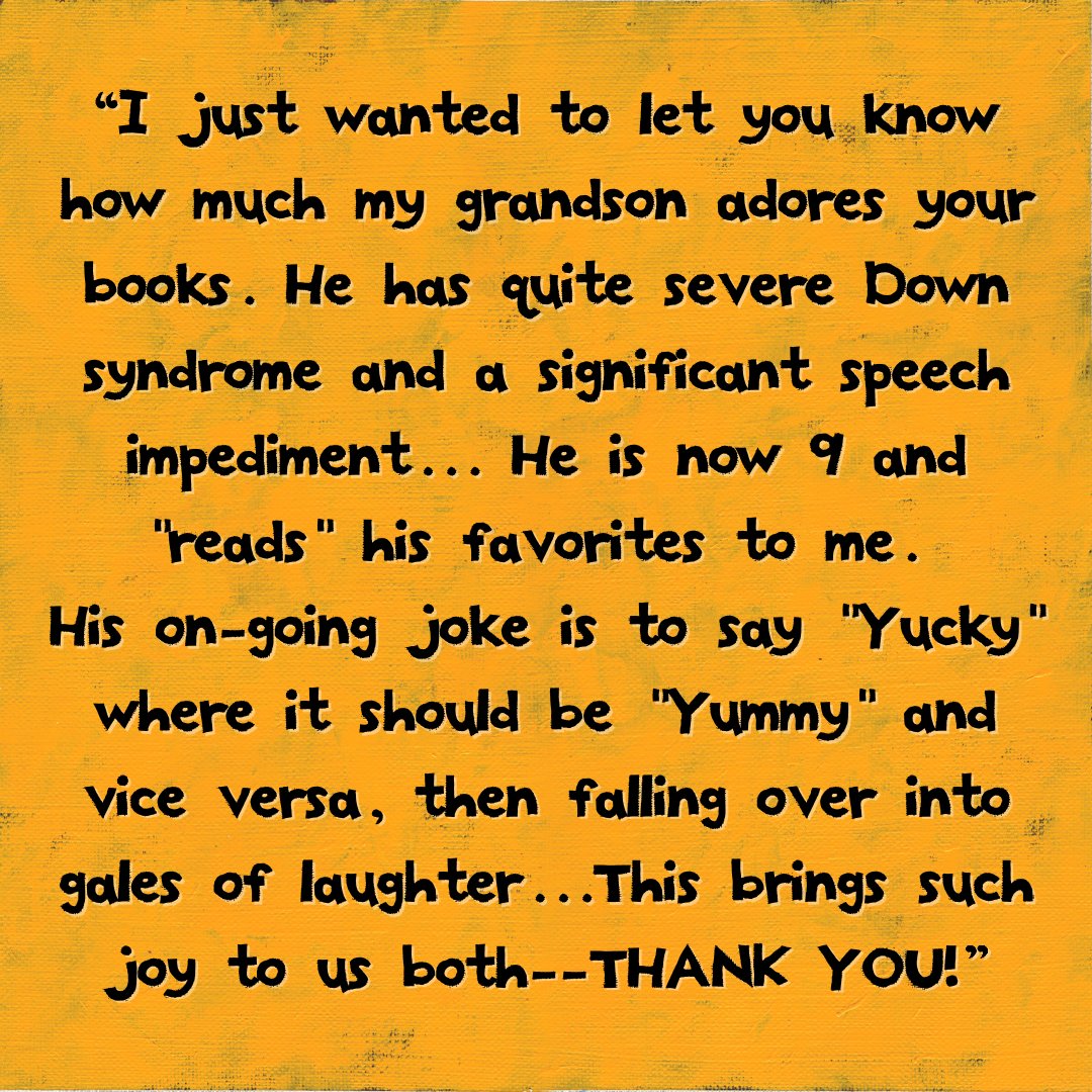 One of the most amazing parts of writing and illustrating is hearing from readers about how my work has impacted their lives. Recently, I got a message from a fan with a beautiful story about their family and experiences reading Yummy Yucky with their grandson. I'm so grateful