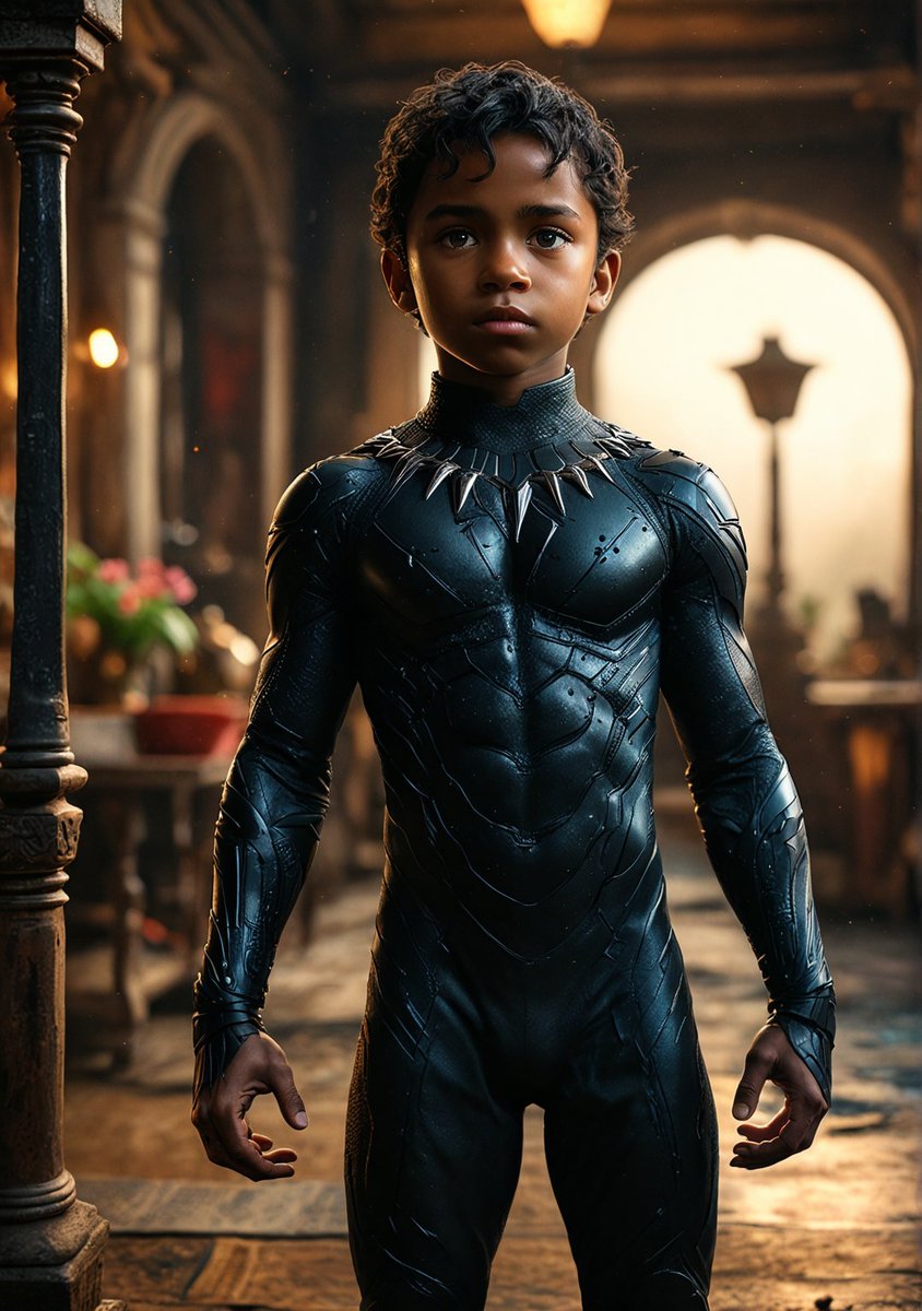 Young king of Wakanda 🐾👑✨ ✫ ━━⋆⋅⋆━━✫ Let me know if you liked it! 💙 Follow ➠ @mainguardstudio ✫ ━━⋆⋅⋆━━ ✫ #characterart #conceptartist #babyportrait #AI美女 #dream #WAKANDAFOREVER #blackpanther #MARVEL #cinematography #serene #stablediffusion #midjourney6