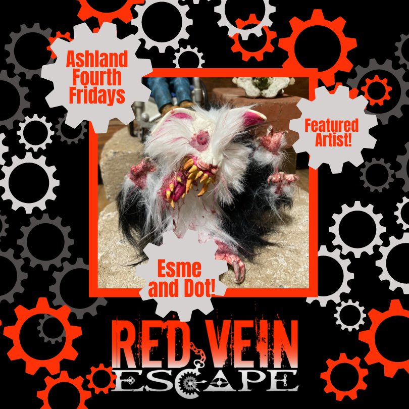 We’re excited for the return of Ashland Fourth Fridays tonight! We’ll have <a href="/hauntedashland/">Ashland Haunted History Tours</a> <a href="/RedVeinHaunt/">RED VEIN Haunt</a>  and featured artists Esme and Dot with us!